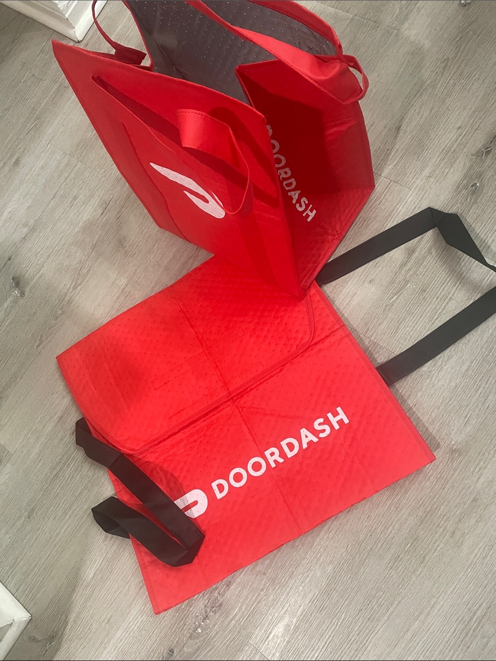 Red Insulated Delivery Tote Bag with Black Handles